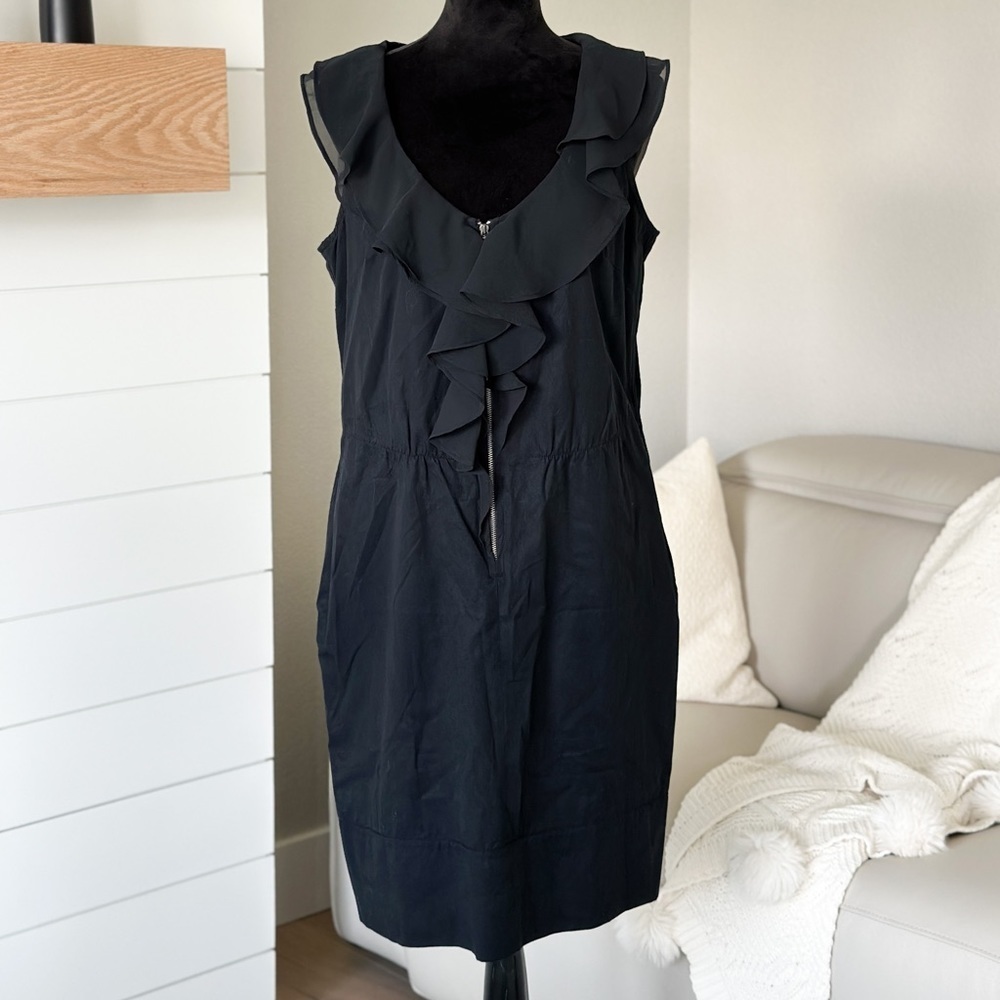 GAP Black Ruffle-Front Sleeveless Dress